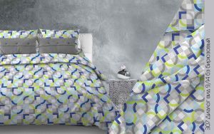 КПБ Бязь "Бояртекс" диз. № 307 Диалог, 9/14 Вид, бирюзовый (L)