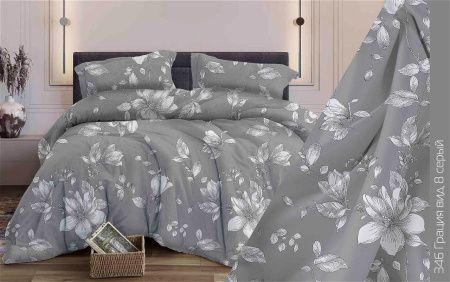 КПБ Бязь "Бояртекс" диз. № 346 Грация, 8 Вид, серый (L)