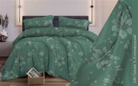 КПБ Бязь "Бояртекс" диз. № 346 Грация, 3/8 Вид, изумрудный (N)