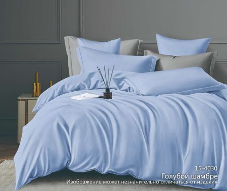 Набор: 2 наволочки сатин гл/кр диз. № 15-4030 (Голубой шамбре)