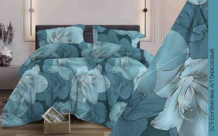 КПБ Бязь "Бояртекс" диз. № 323 Богема, 4/1 Вид, бирюзовый (L)