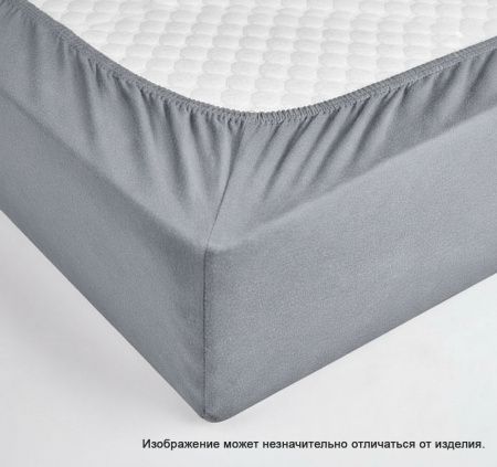 Простыня на резинке поплин цвет: Графит 1
